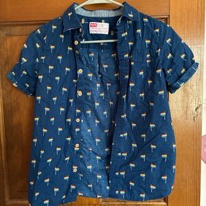 Target Kids Blue Button Down Shirt with Rainbow Flags